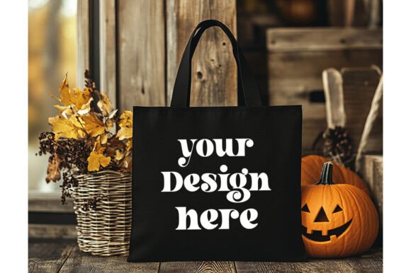 Halloween Black Tote Bag Mockup 9: Graphics for Product Mockups