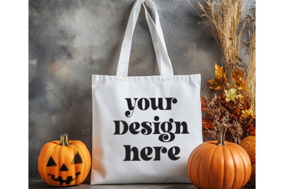 Halloween White Tote Mockup: Graphics for Product Mockups